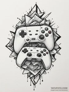 Tattoo design a controller breaking apart int... - эскиз тату (№1754791908_0, 10.08.2025 02:11) — Tatufoto.com