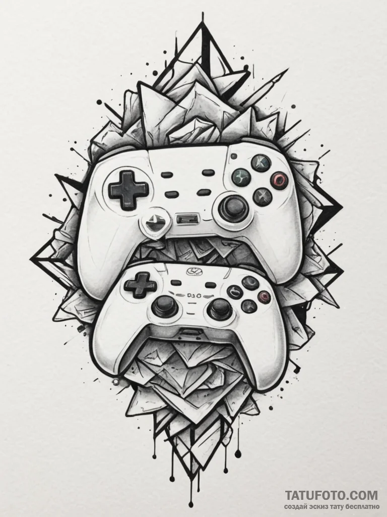 Tattoo design a controller breaking apart int... - эскиз тату (№1754791908_0, 10.08.2025 02:11) — Tatufoto.com