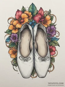 Tattoo design a pair of ballet shoes, one on... - эскиз тату (№1754792515_0, 10.08.2025 02:21) — Tatufoto.com