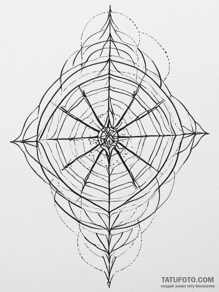 Tattoo sketch: a spiderweb motif, representin... - эскиз тату (№1754793309_0, 10.08.2025 02:35) — Tatufoto.com