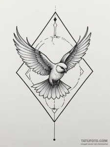 Tattoo design a geometric outline of a bird i... - эскиз тату (№1754793919_0, 10.08.2025 02:45) — Tatufoto.com