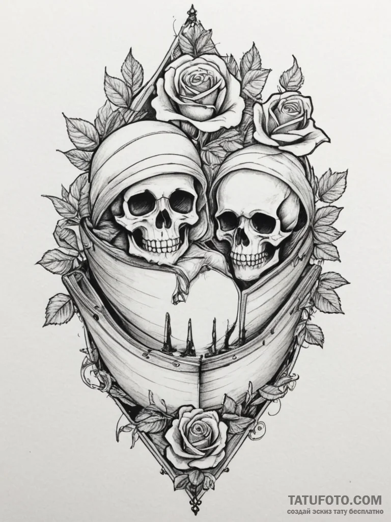 Tattoo sketch two halves of a boat, that comp... - эскиз тату (№1754794123_0, 10.08.2025 02:48) — Tatufoto.com