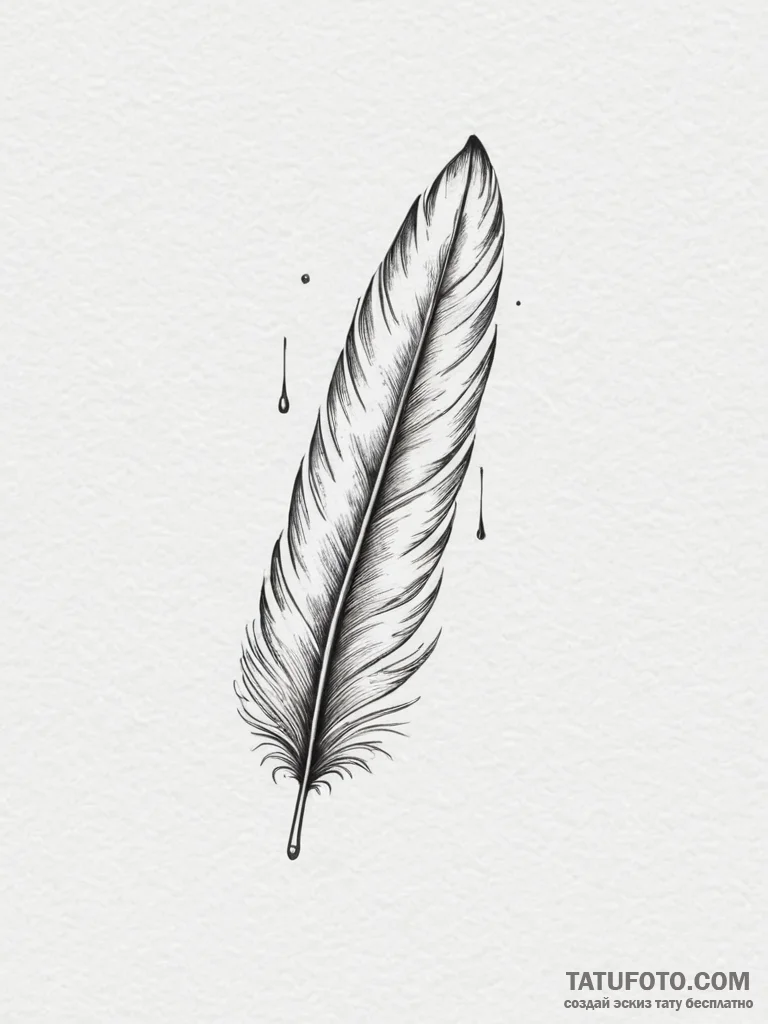 Tattoo sketch a delicate feather, gently floa... - эскиз тату (№1754794324_0, 10.08.2025 02:52) — Tatufoto.com