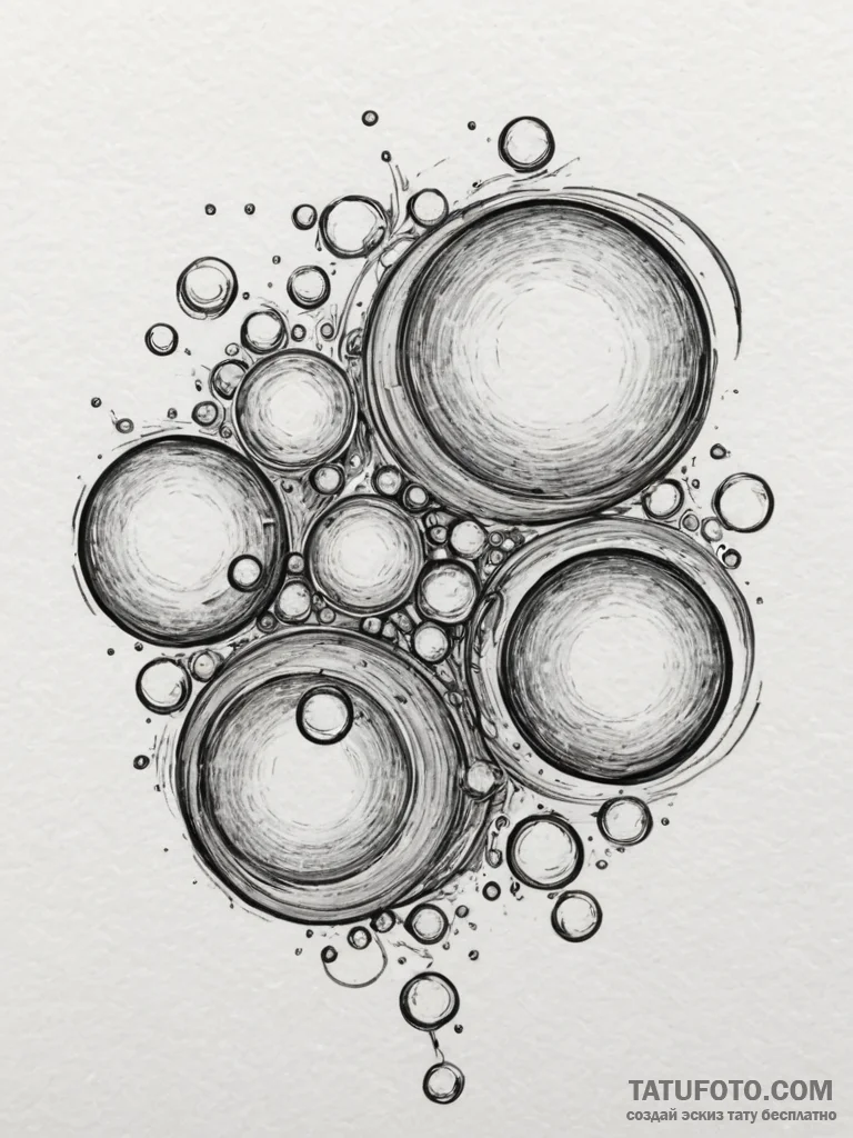 A close-up of soap bubbles, showing the swirl... - эскиз тату (№1754794934_0, 10.08.2025 03:02) — Tatufoto.com