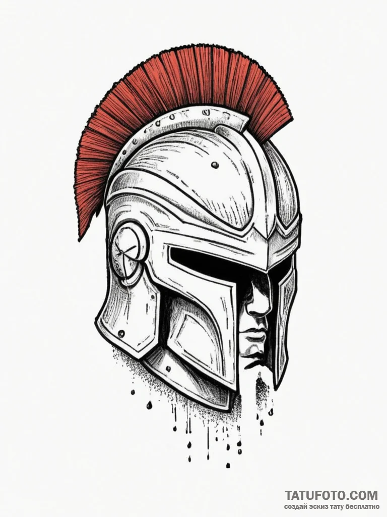 Spartan helmet, concept art for tattoo, on a... - эскиз тату (№1754795721_0, 10.08.2025 03:15) — Tatufoto.com