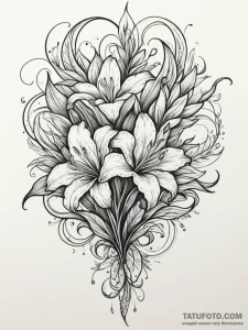 Lilies of the valley, tattoo line art, on a c... - эскиз тату (№1754797289_0, 10.08.2025 03:41) — Tatufoto.com