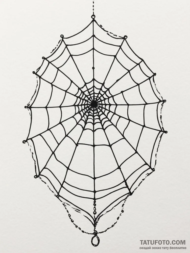 A close-up of a dew-covered spiderweb., tatto... - эскиз тату (№1754797484_0, 10.08.2025 03:44) — Tatufoto.com