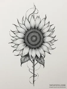 Tattoo sketch a sunflower following the path... - эскиз тату (№1754797680_0, 10.08.2025 03:48) — Tatufoto.com