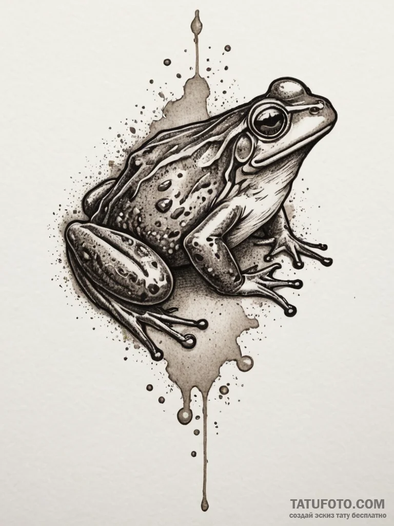 Frog, tattoo sketch design, soft whip shading... - эскиз тату (№1754797877_0, 10.08.2025 03:51) — Tatufoto.com