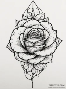 Tattoo sketch a rose with a subtle geometric... - эскиз тату (№1754798072_0, 10.08.2025 03:54) — Tatufoto.com