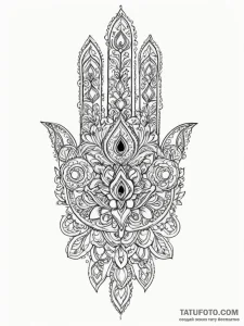 Hand of fatima, tattoo drawing outline, bold... - эскиз тату (№1754798270_0, 10.08.2025 03:57) — Tatufoto.com