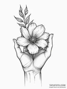 Tattoo sketch: a close-up of marzanna's hand,... - эскиз тату (№1754798467_0, 10.08.2025 04:01) — Tatufoto.com