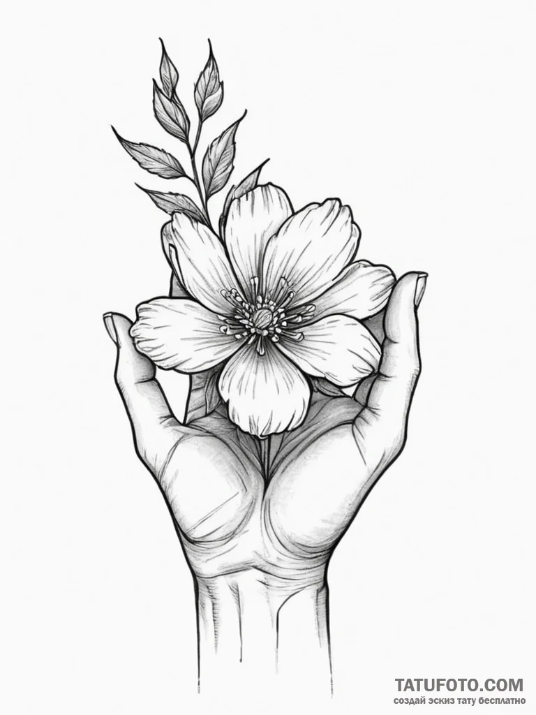 Tattoo sketch: a close-up of marzanna's hand,... - эскиз тату (№1754798467_0, 10.08.2025 04:01) — Tatufoto.com