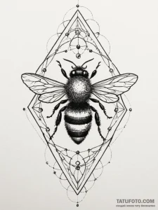A close-up of a bee covered in pollen., tatto... - эскиз тату (№1754800250_0, 10.08.2025 04:30) — Tatufoto.com