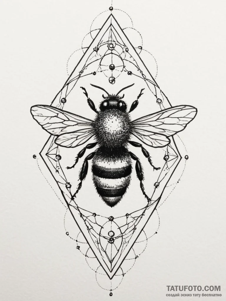A close-up of a bee covered in pollen., tatto… — эскиз тату (№1754800250_0, 10.08.2025 04:30) — Tatufoto.com