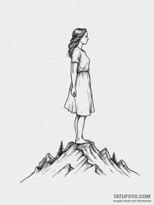 Tattoo sketch a minimalist silhouette of a wo... - эскиз тату (№1754801038_0, 10.08.2025 04:43) — Tatufoto.com