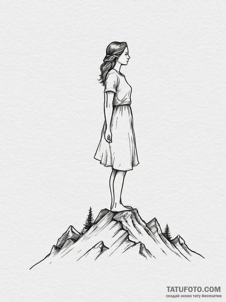 Tattoo sketch a minimalist silhouette of a wo... - эскиз тату (№1754801038_0, 10.08.2025 04:43) — Tatufoto.com