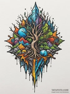 Tattoo sketch cracked earth or concrete, with... - эскиз тату (№1754802233_0, 10.08.2025 05:03) — Tatufoto.com