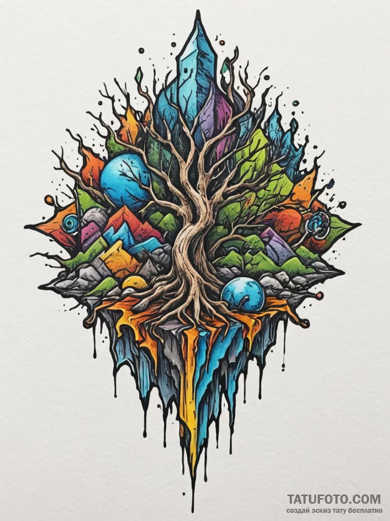 Tattoo sketch cracked earth or concrete, with... - эскиз тату (№1754802233_0, 10.08.2025 05:03) — Tatufoto.com