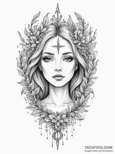 Tattoo design a virgo symbol emerging from fe... - эскиз тату (№1754802431_0, 10.08.2025 05:07) — Tatufoto.com