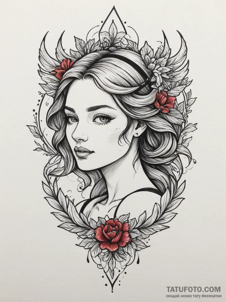 Tattoo design a virgo maiden, half abstract l... - эскиз тату (№1754825599_0, 10.08.2025 11:33) — Tatufoto.com
