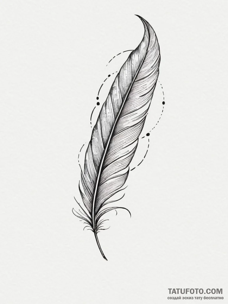Tattoo sketch a delicate feather, gently floa... - эскиз тату (№1754825796_0, 10.08.2025 11:36) — Tatufoto.com