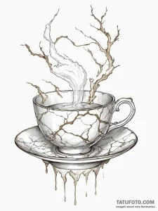 Broken teacup (kintsugi style) - эскиз тату (№1754827768_0, 10.08.2025 12:09) — Tatufoto.com