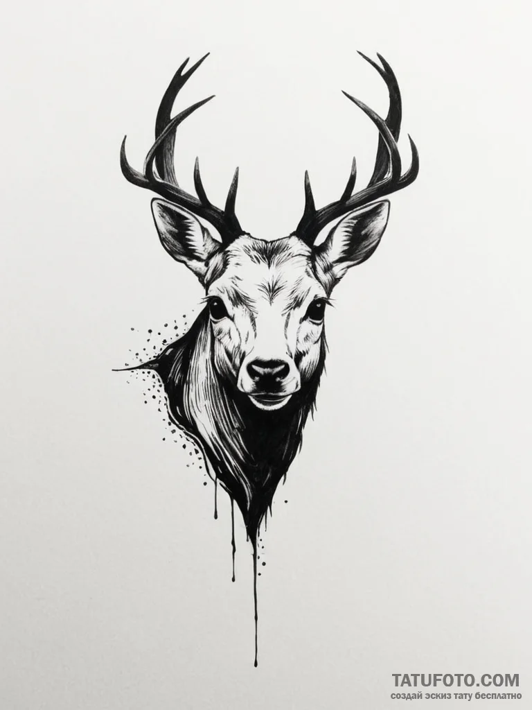 Tattoo sketch a delicate animal silhouette, w… — эскиз тату (№1754828161_0, 10.08.2025 12:16) — Tatufoto.com