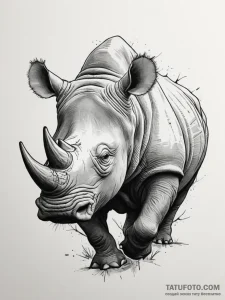 Tattoo design a charging rhinoceros, represen... - эскиз тату (№1754829140_0, 10.08.2025 12:32) — Tatufoto.com