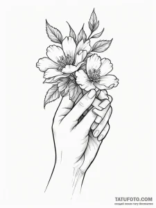 Tattoo sketch a woman's hand gently caressing... - эскиз тату (№1754829934_0, 10.08.2025 12:45) — Tatufoto.com