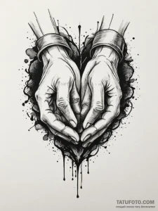 Tattoo design a heart made of two hands gentl... - эскиз тату (№1754830332_0, 10.08.2025 12:52) — Tatufoto.com