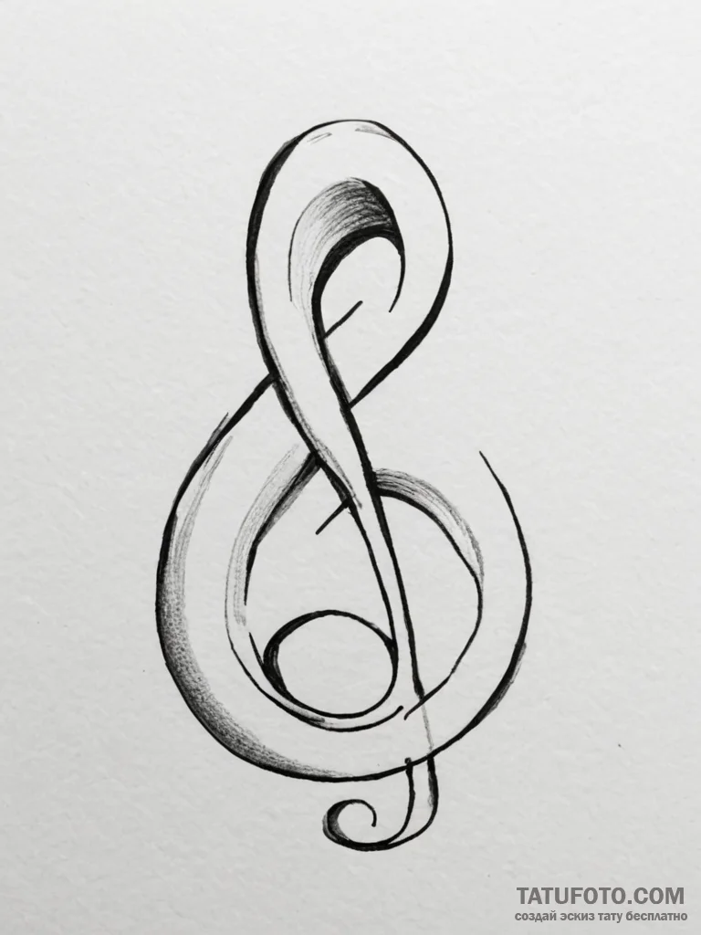 Bass clef, tattoo sketch design, linework tat... - эскиз тату (№1754830529_0, 10.08.2025 12:55) — Tatufoto.com