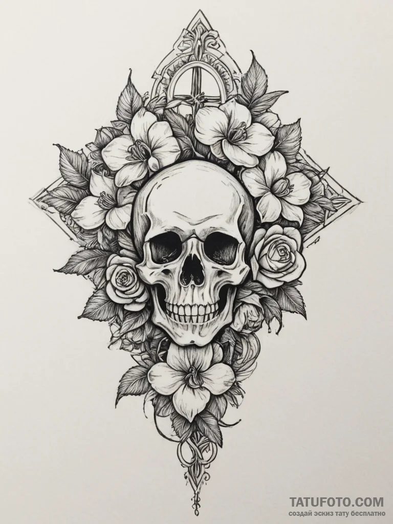 Tattoo design a single, elegant orchid, with... - эскиз тату (№1754831129_0, 10.08.2025 13:05) — Tatufoto.com