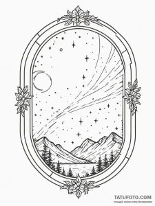 A window looking out onto a galaxy, tattoo li... - эскиз тату (№1754831528_0, 10.08.2025 13:12) — Tatufoto.com