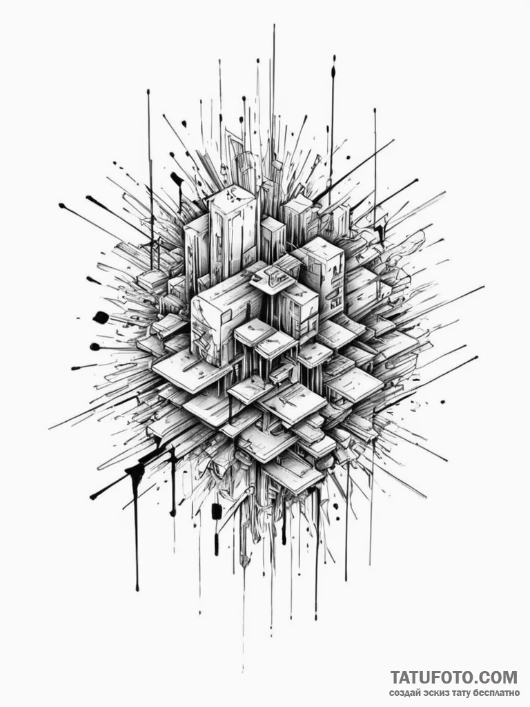 Tattoo design an abstract "glitch in the matr... - эскиз тату (№1754831921_0, 10.08.2025 13:18) — Tatufoto.com