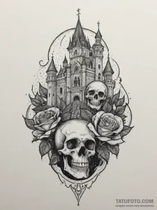 Tattoo sketch a sturdy castle tower standing... - эскиз тату (№1754832119_0, 10.08.2025 13:21) — Tatufoto.com