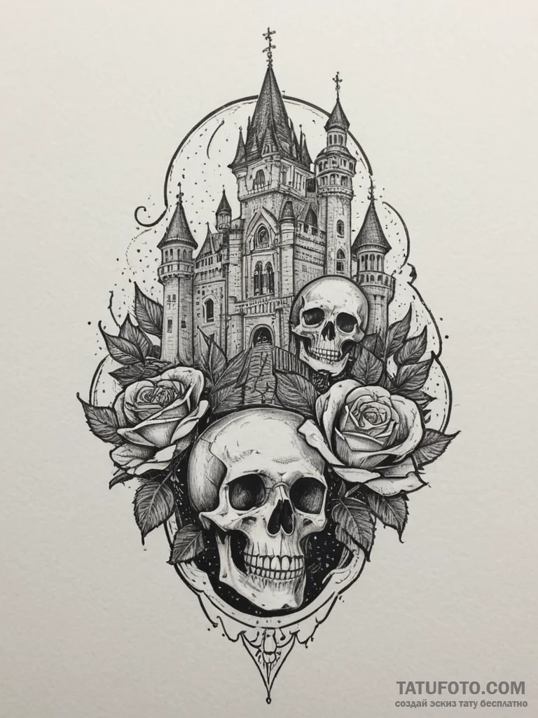Tattoo sketch a sturdy castle tower standing... - эскиз тату (№1754832119_0, 10.08.2025 13:21) — Tatufoto.com