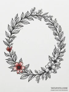 Tattoo design a delicate floral wreath surrou... - эскиз тату (№1754832315_0, 10.08.2025 13:25) — Tatufoto.com
