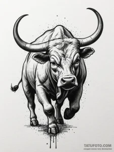 Tattoo sketch a powerful bull, snorting and p... - эскиз тату (№1754832910_0, 10.08.2025 13:35) — Tatufoto.com