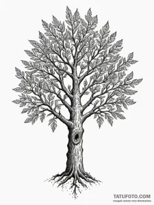 Tattoo sketch a seed growing into a mature tr... - эскиз тату (№1754833508_0, 10.08.2025 13:45) — Tatufoto.com