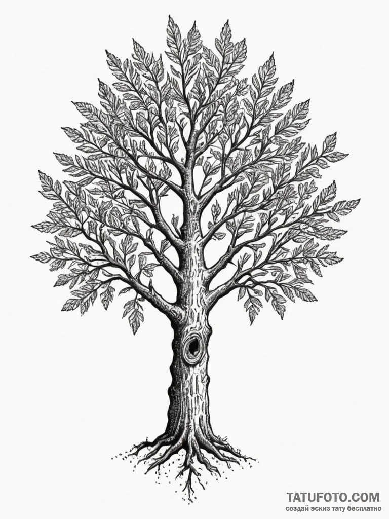 Tattoo sketch a seed growing into a mature tr... - эскиз тату (№1754833508_0, 10.08.2025 13:45) — Tatufoto.com