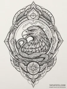 An eagle fighting a snake, tattoo flash sheet... - эскиз тату (№1754833709_0, 10.08.2025 13:48) — Tatufoto.com