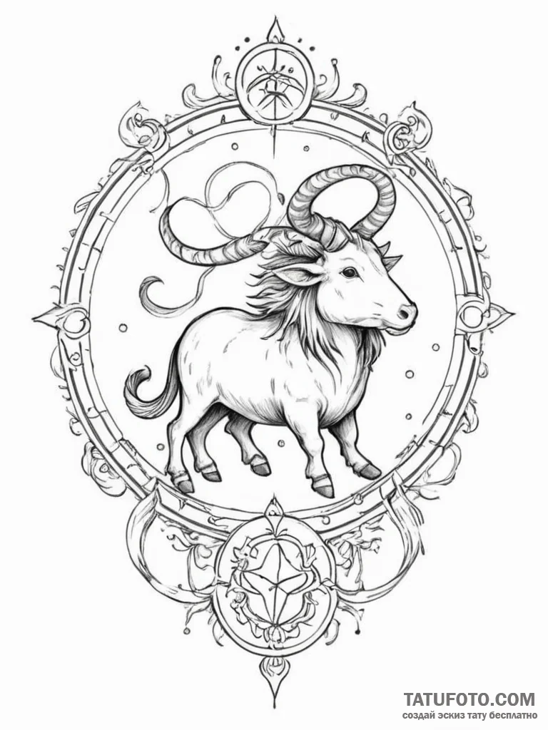 Tattoo sketch a zodiac animal trying to escap... - эскиз тату (№1754833905_0, 10.08.2025 13:51) — Tatufoto.com