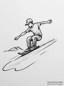 A person sandboarding down a large dune., tat... - эскиз тату (№1754834101_0, 10.08.2025 13:55) — Tatufoto.com