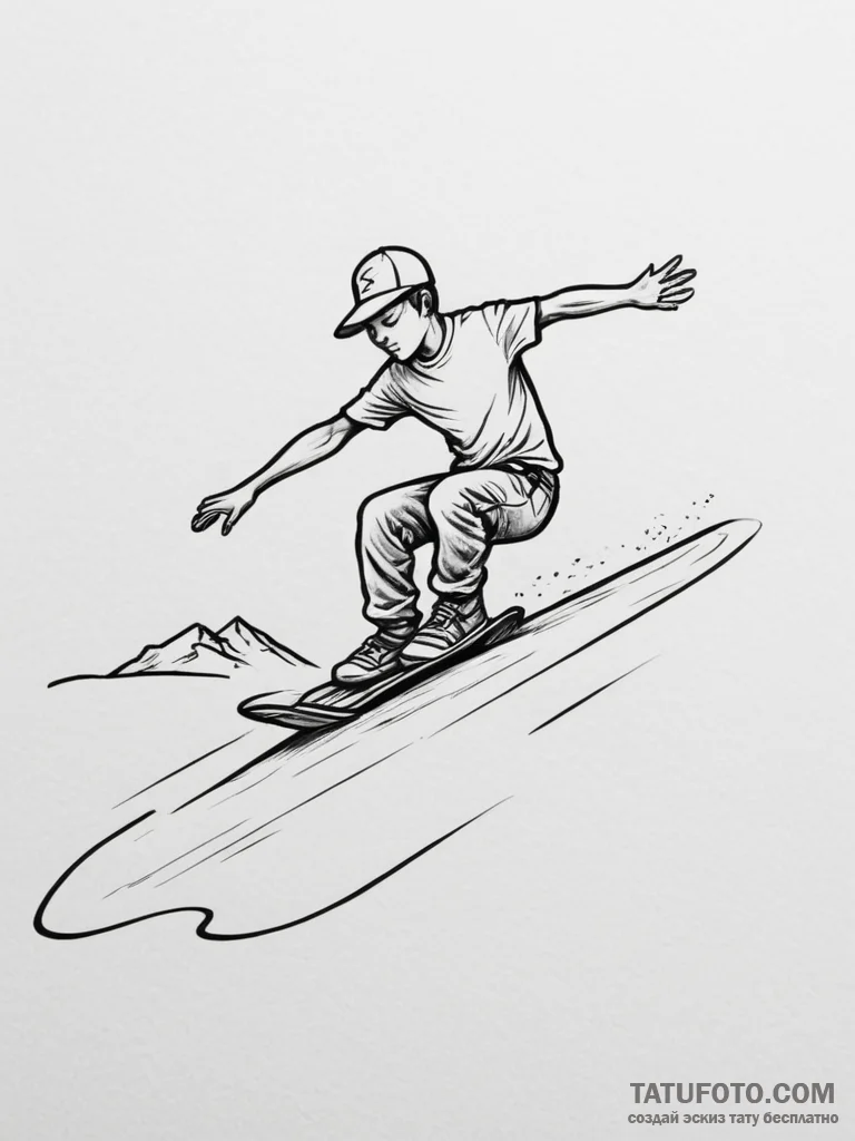 A person sandboarding down a large dune., tat... - эскиз тату (№1754834101_0, 10.08.2025 13:55) — Tatufoto.com