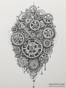 A watchmaker's workbench, filled with tiny ge... - эскиз тату (№1754834895_0, 10.08.2025 14:08) — Tatufoto.com