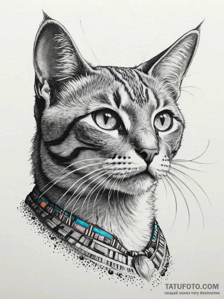 Egyptian cat, concept art for tattoo, vibrant... - эскиз тату (№1754835092_0, 10.08.2025 14:11) — Tatufoto.com