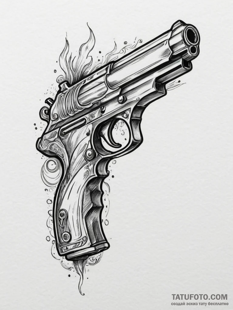 Tattoo sketch a plasma pistol with an active... - эскиз тату (№1754836082_0, 10.08.2025 14:28) — Tatufoto.com