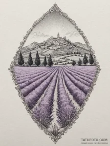 A field of brilliant purple lavender in prove... - эскиз тату (№1754836278_0, 10.08.2025 14:31) — Tatufoto.com