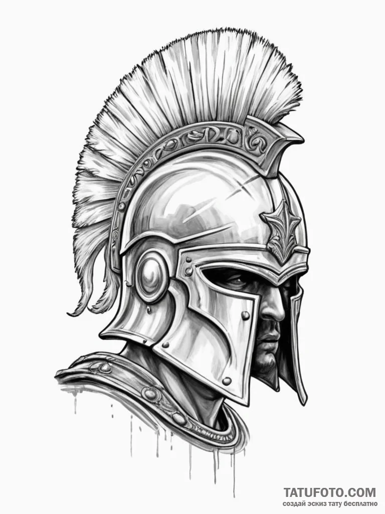 Tattoo sketch a roman centurion's helmet, sym... - эскиз тату (№1754838276_0, 10.08.2025 15:04) — Tatufoto.com